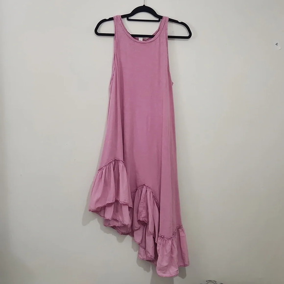 Daily Practice by Anthropologie Asymmetrical Ruffle-Hem Dress Blossom Pink M Med - Picture 2 of 6